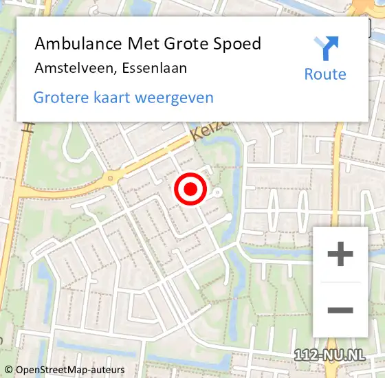 Locatie op kaart van de 112 melding: Ambulance Met Grote Spoed Naar Amstelveen, Essenlaan op 26 april 2024 12:13