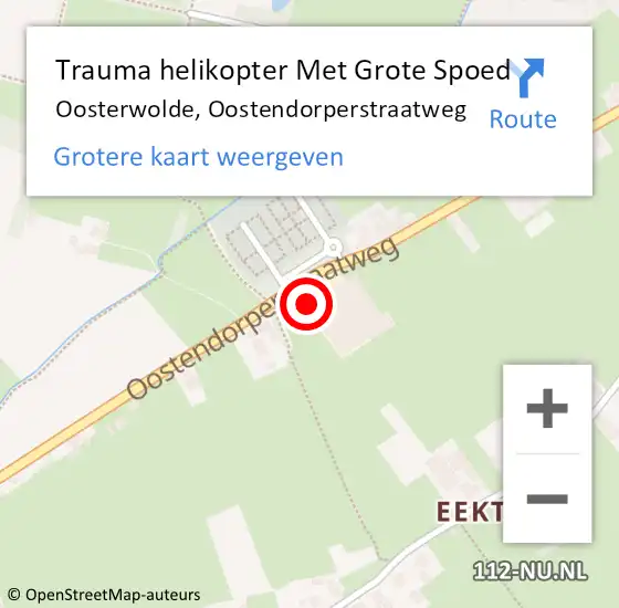 Locatie op kaart van de 112 melding: Trauma helikopter Met Grote Spoed Naar Oosterwolde, Oostendorperstraatweg op 26 april 2024 12:24