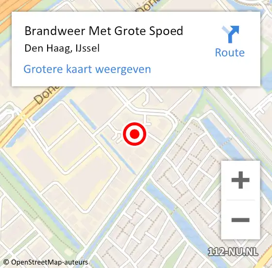 Locatie op kaart van de 112 melding: Brandweer Met Grote Spoed Naar Den Haag, IJssel op 26 april 2024 12:27