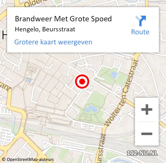 Locatie op kaart van de 112 melding: Brandweer Met Grote Spoed Naar Hengelo, Beursstraat op 26 april 2024 12:29