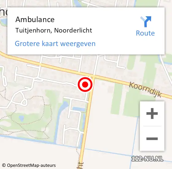 Locatie op kaart van de 112 melding: Ambulance Tuitjenhorn, Noorderlicht op 26 april 2024 12:37