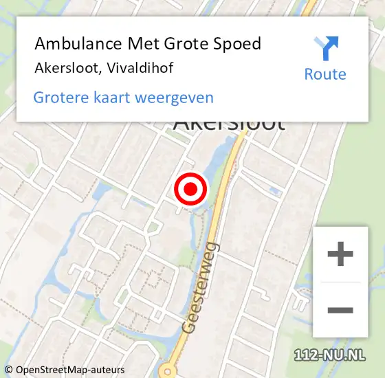 Locatie op kaart van de 112 melding: Ambulance Met Grote Spoed Naar Akersloot, Vivaldihof op 26 april 2024 12:38