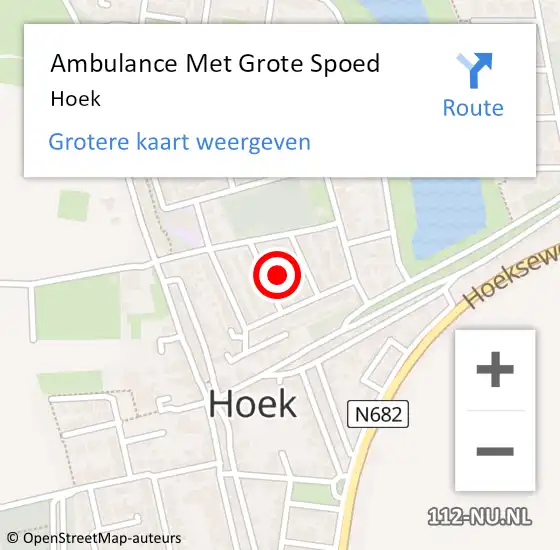 Locatie op kaart van de 112 melding: Ambulance Met Grote Spoed Naar Hoek op 26 april 2024 12:40