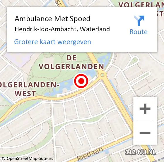 Locatie op kaart van de 112 melding: Ambulance Met Spoed Naar Hendrik-Ido-Ambacht, Waterland op 26 april 2024 13:04
