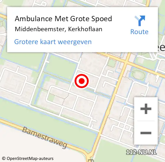 Locatie op kaart van de 112 melding: Ambulance Met Grote Spoed Naar Middenbeemster, Kerkhoflaan op 26 april 2024 13:16