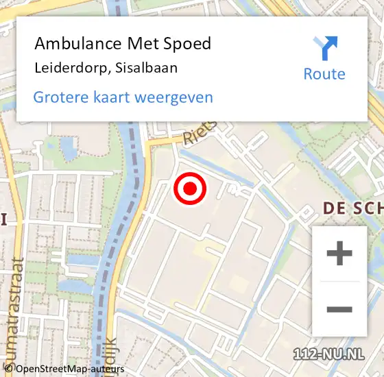 Locatie op kaart van de 112 melding: Ambulance Met Spoed Naar Leiderdorp, Sisalbaan op 26 april 2024 13:17