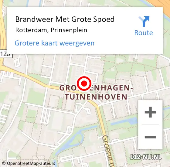 Locatie op kaart van de 112 melding: Brandweer Met Grote Spoed Naar Rotterdam, Prinsenplein op 26 april 2024 13:23