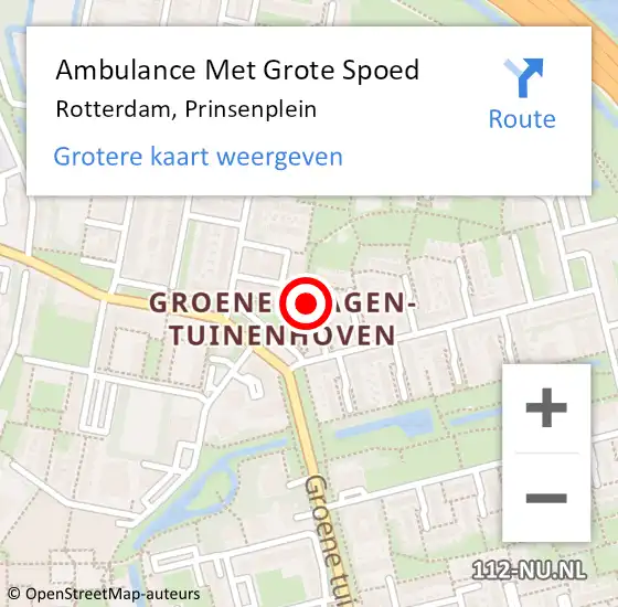 Locatie op kaart van de 112 melding: Ambulance Met Grote Spoed Naar Rotterdam, Prinsenplein op 26 april 2024 13:27
