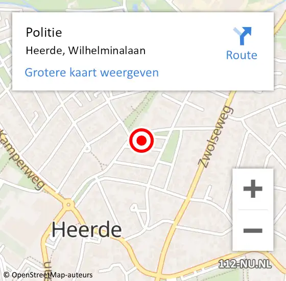 Locatie op kaart van de 112 melding: Politie Heerde, Wilhelminalaan op 26 april 2024 13:40