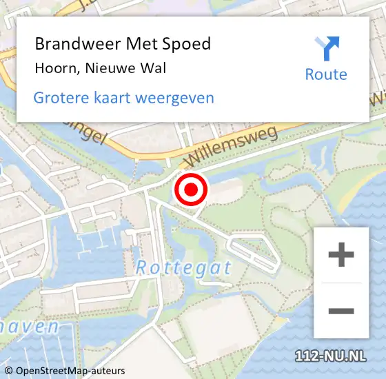 Locatie op kaart van de 112 melding: Brandweer Met Spoed Naar Hoorn, Nieuwe Wal op 26 april 2024 13:48