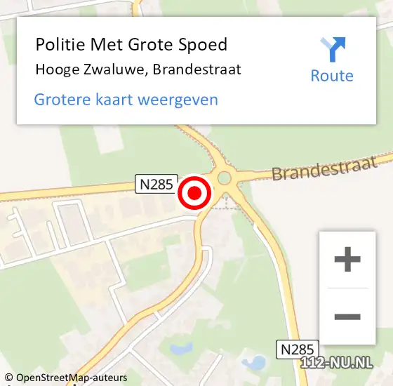 Locatie op kaart van de 112 melding: Politie Met Grote Spoed Naar Hooge Zwaluwe, Brandestraat op 26 april 2024 13:53