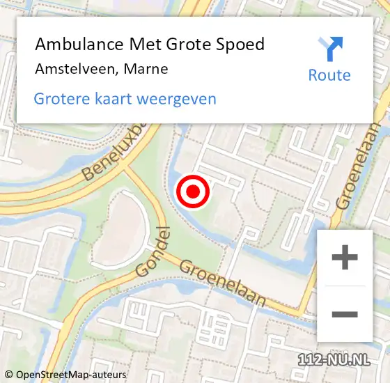 Locatie op kaart van de 112 melding: Ambulance Met Grote Spoed Naar Amstelveen, Marne op 26 april 2024 13:53