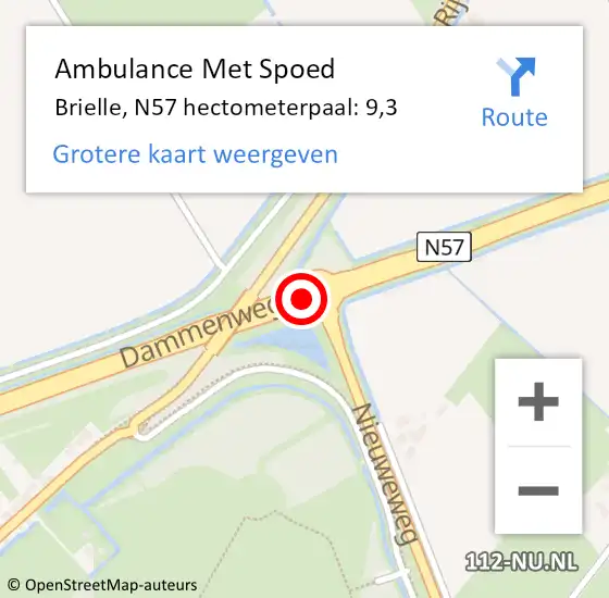 Locatie op kaart van de 112 melding: Ambulance Met Spoed Naar Brielle, N57 hectometerpaal: 9,3 op 26 april 2024 13:54