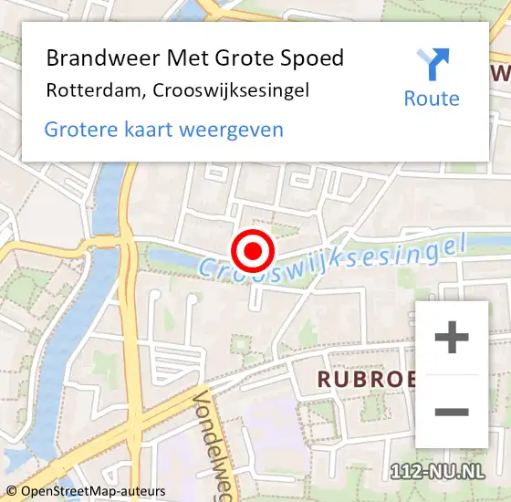 Locatie op kaart van de 112 melding: Brandweer Met Grote Spoed Naar Rotterdam, Crooswijksesingel op 26 april 2024 13:57