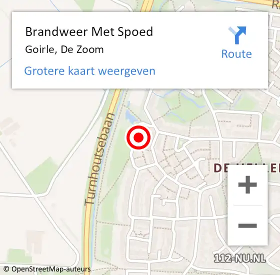 Locatie op kaart van de 112 melding: Brandweer Met Spoed Naar Goirle, De Zoom op 26 april 2024 13:57