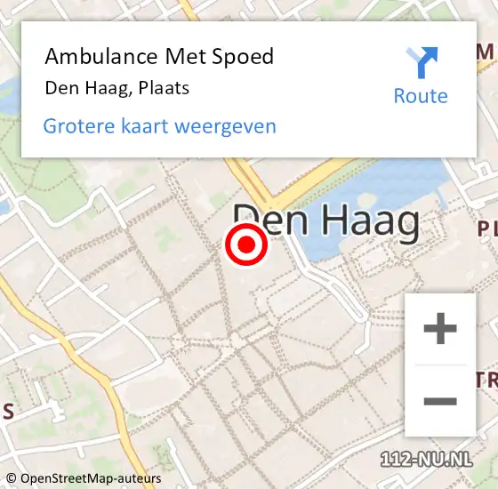 Locatie op kaart van de 112 melding: Ambulance Met Spoed Naar Den Haag, Plaats op 26 april 2024 14:03