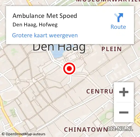 Locatie op kaart van de 112 melding: Ambulance Met Spoed Naar Den Haag, Hofweg op 26 april 2024 14:06