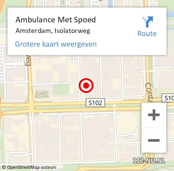 Locatie op kaart van de 112 melding: Ambulance Met Spoed Naar Amsterdam, Isolatorweg op 26 april 2024 14:07