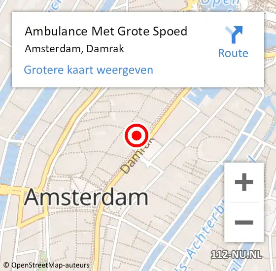 Locatie op kaart van de 112 melding: Ambulance Met Grote Spoed Naar Amsterdam, Damrak op 26 april 2024 14:07