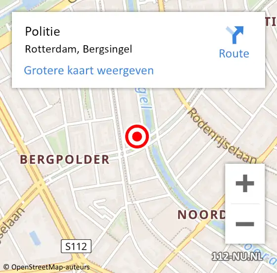 Locatie op kaart van de 112 melding: Politie Rotterdam, Bergsingel op 26 april 2024 14:07