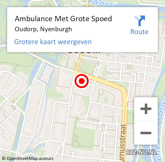 Locatie op kaart van de 112 melding: Ambulance Met Grote Spoed Naar Oudorp, Nyenburgh op 3 oktober 2014 18:07