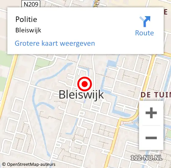 Locatie op kaart van de 112 melding: Politie Bleiswijk op 26 april 2024 14:23