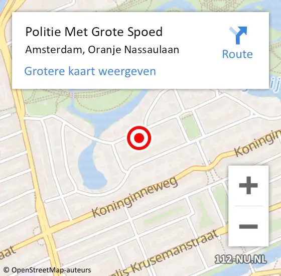 Locatie op kaart van de 112 melding: Politie Met Grote Spoed Naar Amsterdam, Oranje Nassaulaan op 26 april 2024 14:27