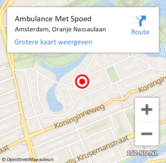 Locatie op kaart van de 112 melding: Ambulance Met Spoed Naar Amsterdam, Oranje Nassaulaan op 26 april 2024 14:29
