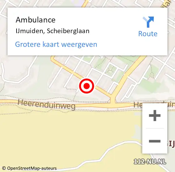 Locatie op kaart van de 112 melding: Ambulance IJmuiden, Scheiberglaan op 26 april 2024 14:29