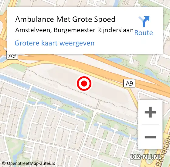 Locatie op kaart van de 112 melding: Ambulance Met Grote Spoed Naar Amstelveen, Burgemeester Rijnderslaan op 26 april 2024 14:31