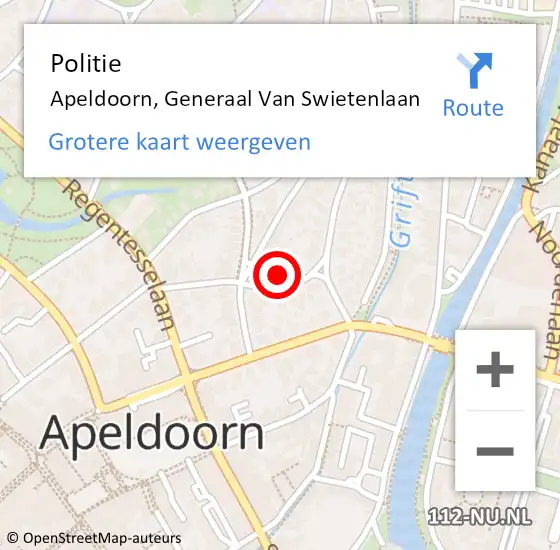Locatie op kaart van de 112 melding: Politie Apeldoorn, Generaal Van Swietenlaan op 26 april 2024 14:32