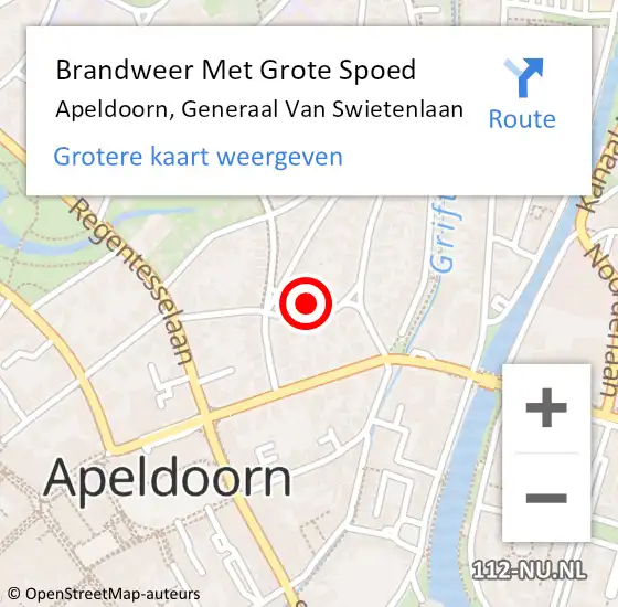 Locatie op kaart van de 112 melding: Brandweer Met Grote Spoed Naar Apeldoorn, Generaal Van Swietenlaan op 26 april 2024 14:32