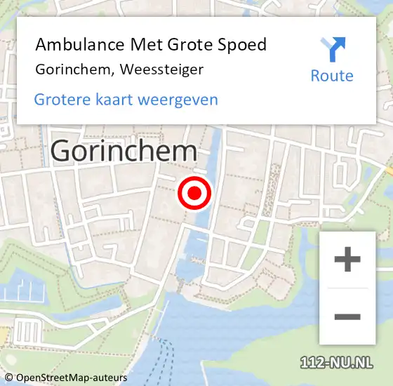 Locatie op kaart van de 112 melding: Ambulance Met Grote Spoed Naar Gorinchem, Weessteiger op 26 april 2024 14:32
