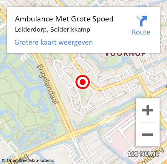 Locatie op kaart van de 112 melding: Ambulance Met Grote Spoed Naar Leiderdorp, Bolderikkamp op 26 april 2024 14:32