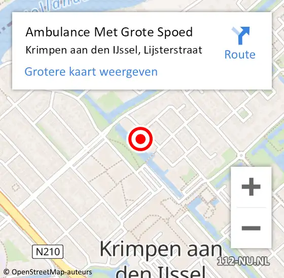 Locatie op kaart van de 112 melding: Ambulance Met Grote Spoed Naar Krimpen aan den IJssel, Lijsterstraat op 26 april 2024 14:43