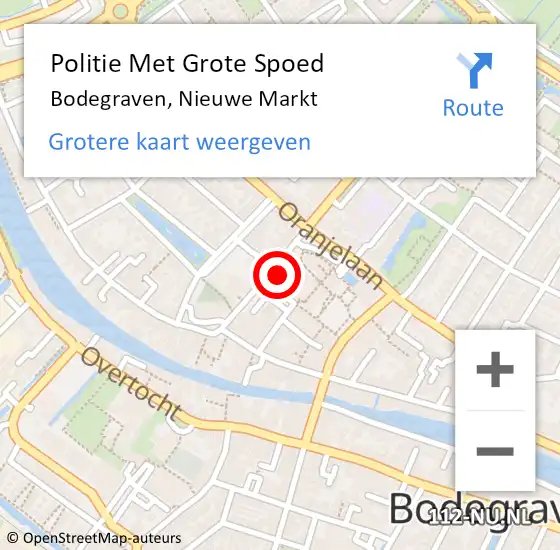 Locatie op kaart van de 112 melding: Politie Met Grote Spoed Naar Bodegraven, Nieuwe Markt op 26 april 2024 14:52