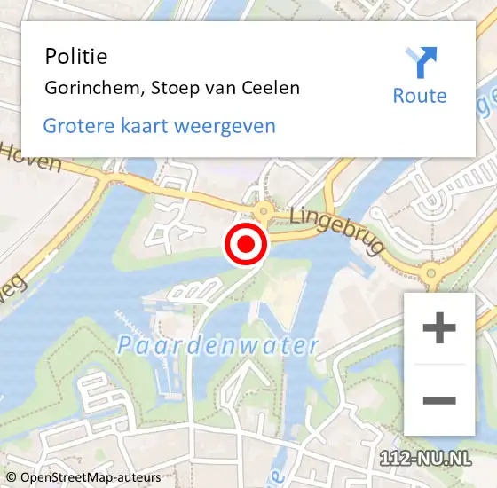 Locatie op kaart van de 112 melding: Politie Gorinchem, Stoep van Ceelen op 26 april 2024 15:02