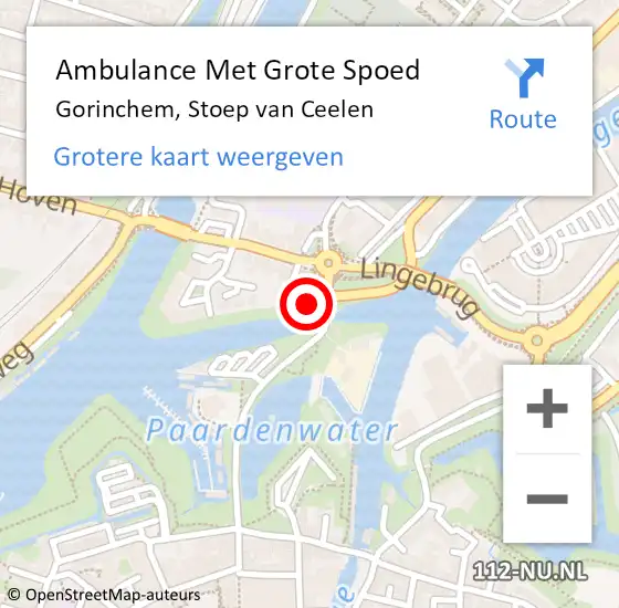 Locatie op kaart van de 112 melding: Ambulance Met Grote Spoed Naar Gorinchem, Stoep van Ceelen op 26 april 2024 15:03