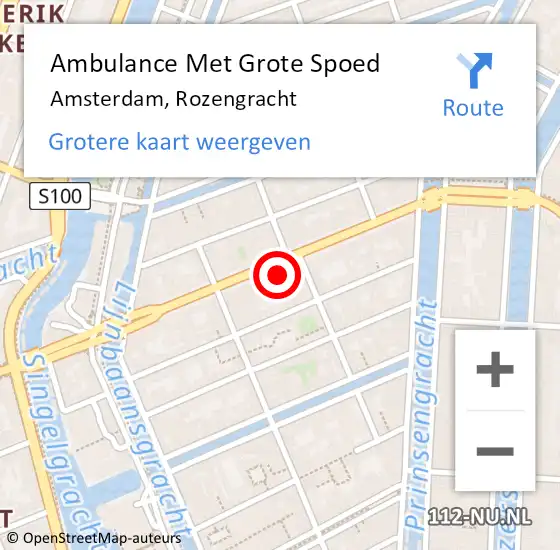 Locatie op kaart van de 112 melding: Ambulance Met Grote Spoed Naar Amsterdam, Rozengracht op 26 april 2024 15:13