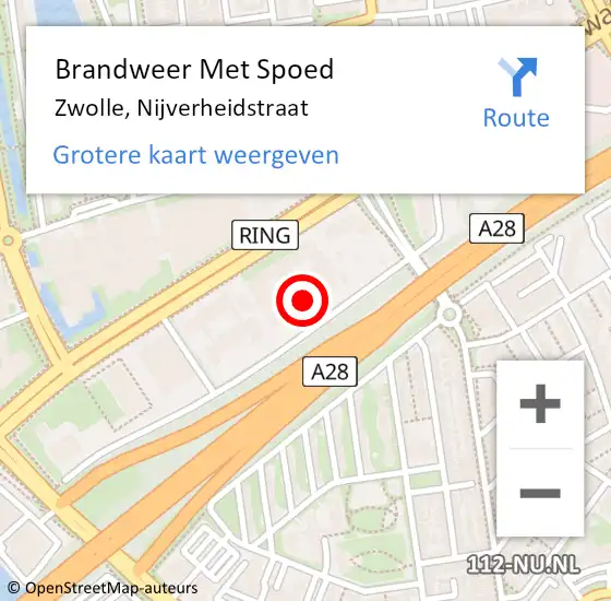 Locatie op kaart van de 112 melding: Brandweer Met Spoed Naar Zwolle, Nijverheidstraat op 26 april 2024 15:49