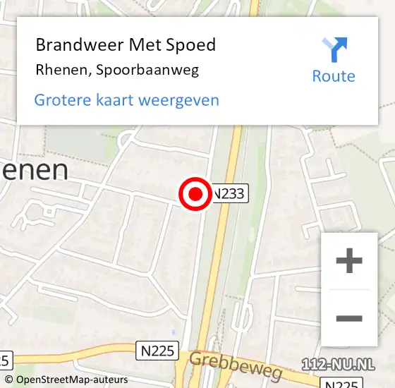 Locatie op kaart van de 112 melding: Brandweer Met Spoed Naar Rhenen, Spoorbaanweg op 26 april 2024 15:53