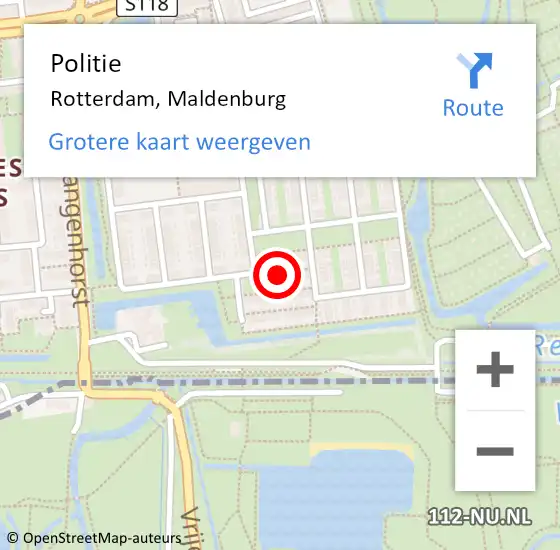 Locatie op kaart van de 112 melding: Politie Rotterdam, Maldenburg op 26 april 2024 16:04