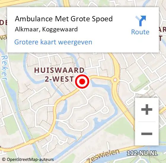 Locatie op kaart van de 112 melding: Ambulance Met Grote Spoed Naar Alkmaar, Koggewaard op 26 april 2024 16:05