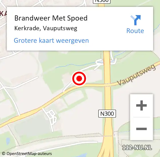 Locatie op kaart van de 112 melding: Brandweer Met Spoed Naar Kerkrade, Vauputsweg op 26 april 2024 16:06