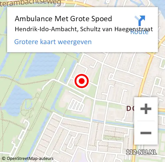 Locatie op kaart van de 112 melding: Ambulance Met Grote Spoed Naar Hendrik-Ido-Ambacht, Schultz van Haegenstraat op 26 april 2024 16:20