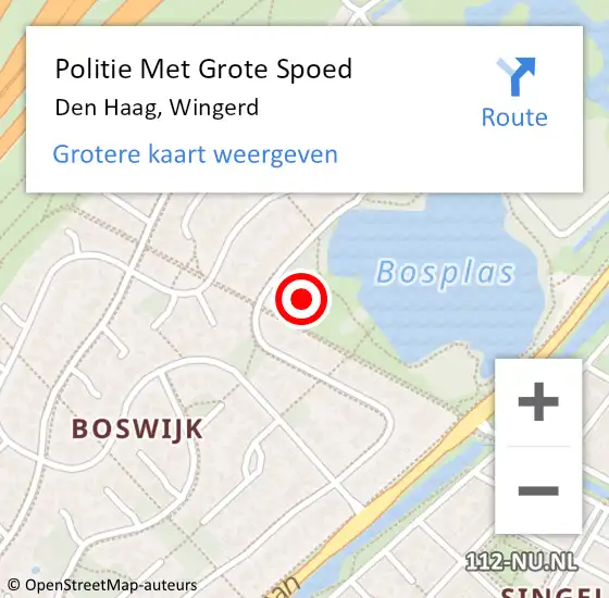 Locatie op kaart van de 112 melding: Politie Met Grote Spoed Naar Den Haag, Wingerd op 26 april 2024 16:27