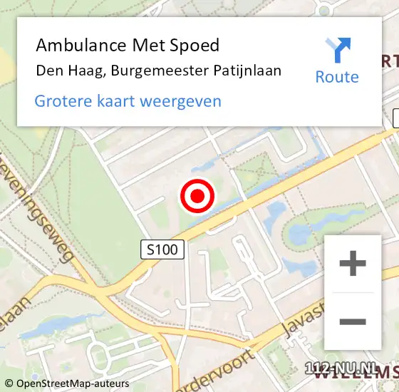 Locatie op kaart van de 112 melding: Ambulance Met Spoed Naar Den Haag, Burgemeester Patijnlaan op 26 april 2024 16:29