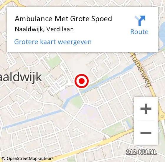 Locatie op kaart van de 112 melding: Ambulance Met Grote Spoed Naar Naaldwijk, Verdilaan op 26 april 2024 16:44