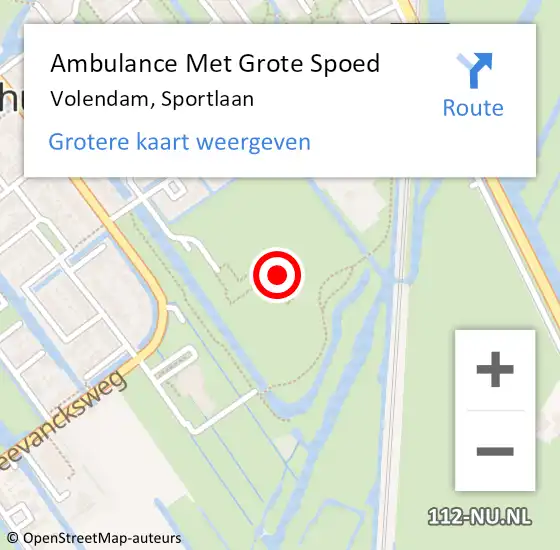 Locatie op kaart van de 112 melding: Ambulance Met Grote Spoed Naar Volendam, Sportlaan op 26 april 2024 16:49