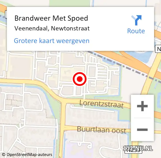 Locatie op kaart van de 112 melding: Brandweer Met Spoed Naar Veenendaal, Newtonstraat op 26 april 2024 16:51